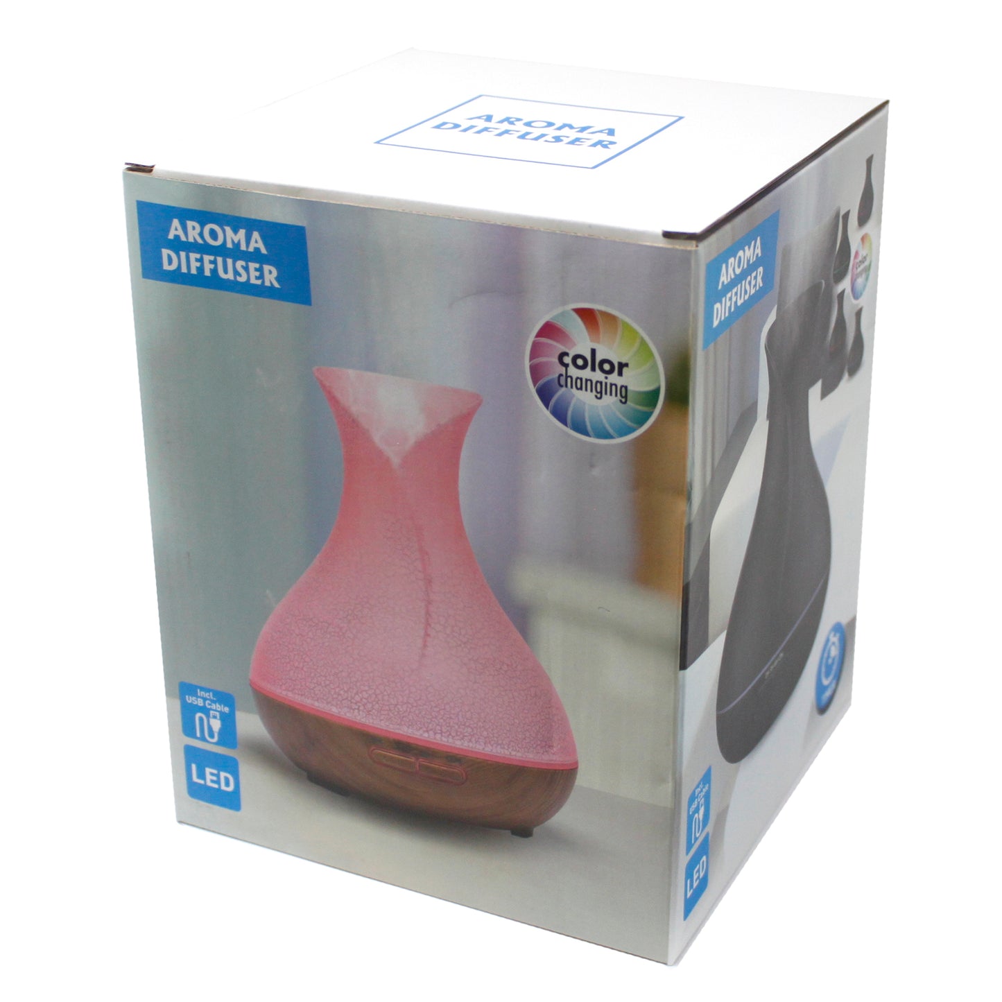 400ml Palma Ultrasonic Aroma Diffuser with Shell Effect, USB, 7 Color LED Lights, Auto Shut-Off, and 3-6 Hour Timer